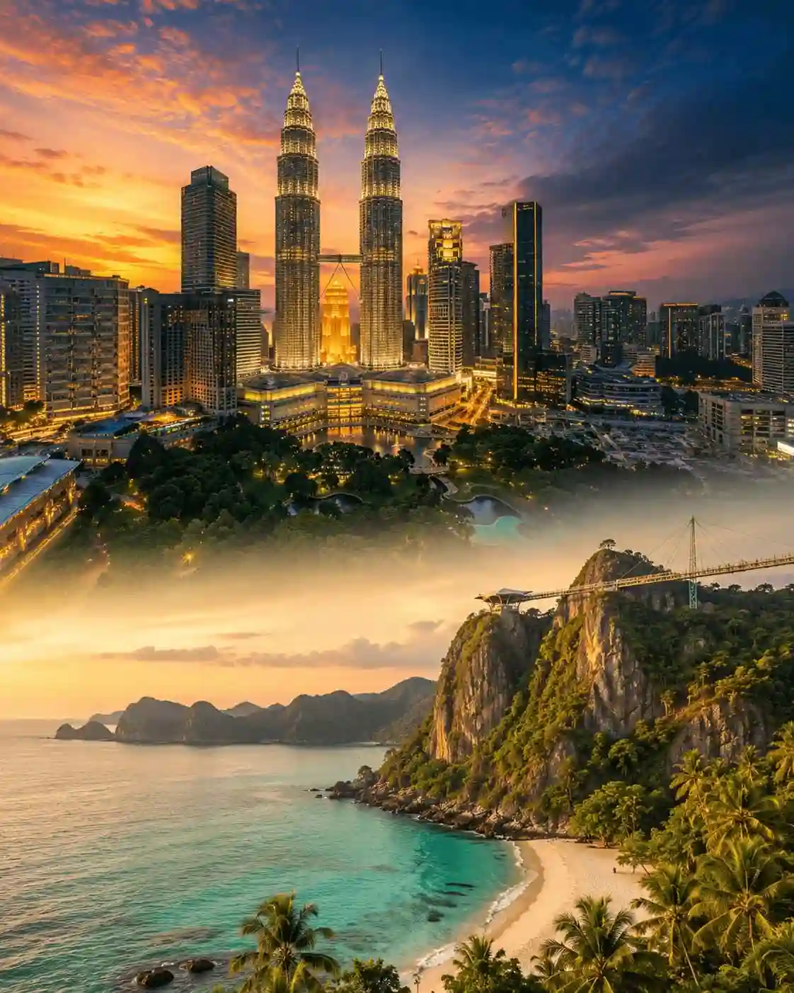 Malaysia tour packages from Chennai - Kuala Lumpur skyline and coastal views